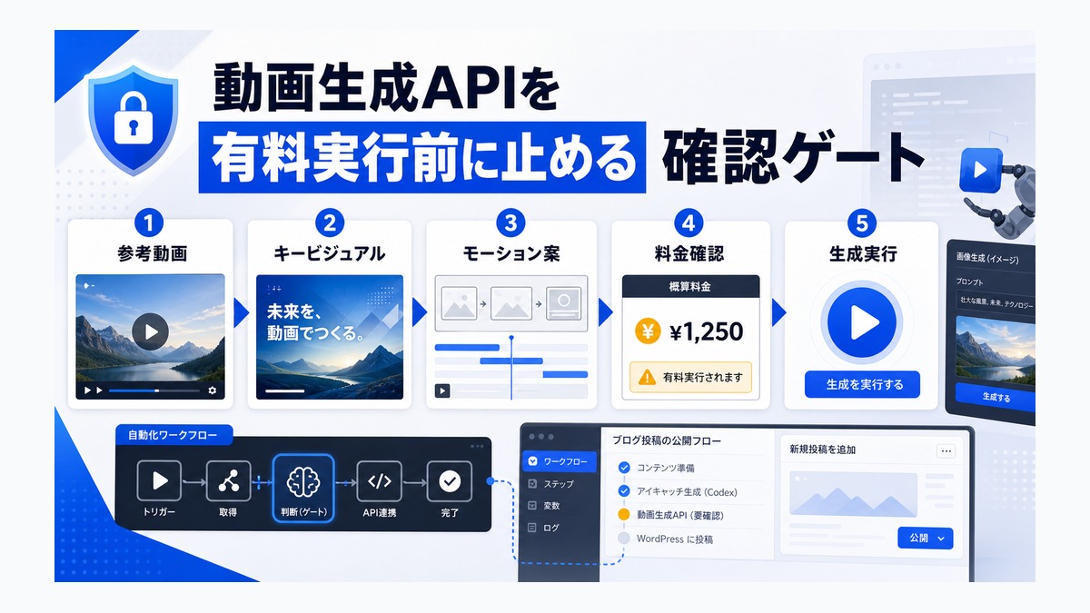 動画生成APIを有料実行前に止める確認ゲート thumbnail