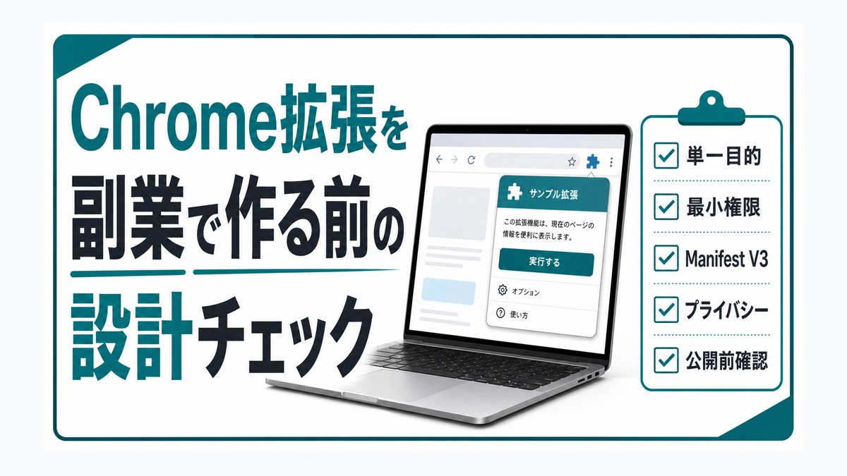 Chrome拡張を副業で作る前の設計チェック thumbnail