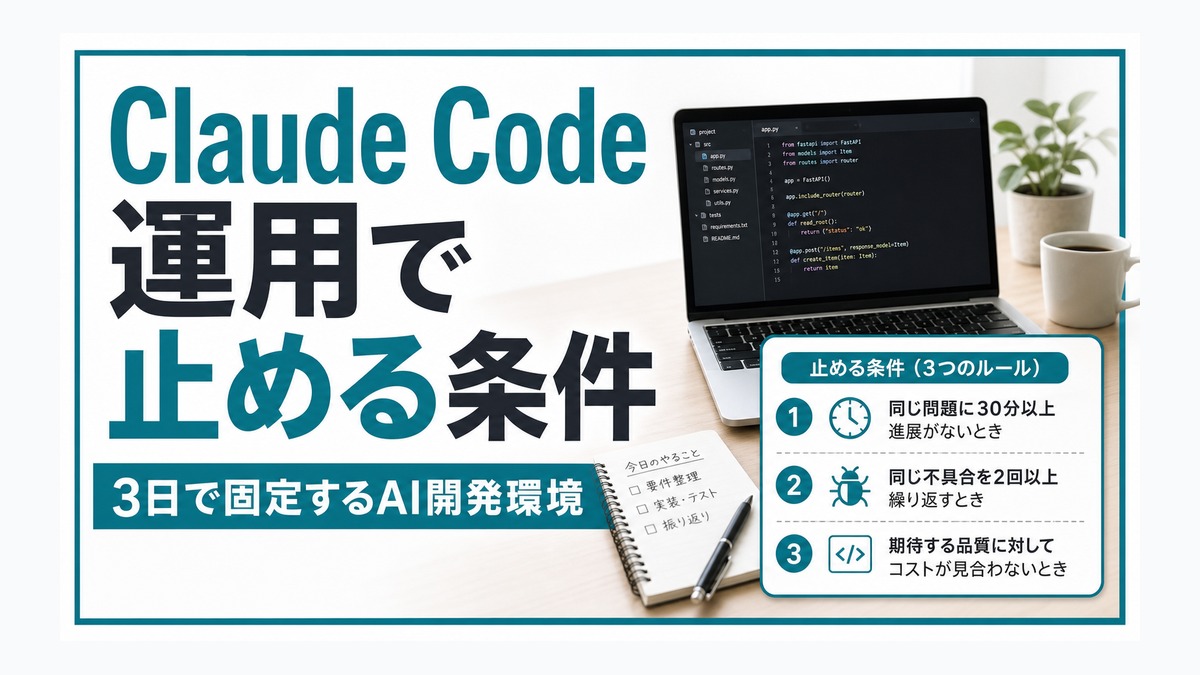 Claude Code運用で止める条件を決める方法 thumbnail